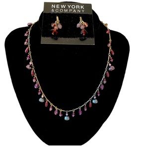 Purple toned necklace and earring costume jewelry set